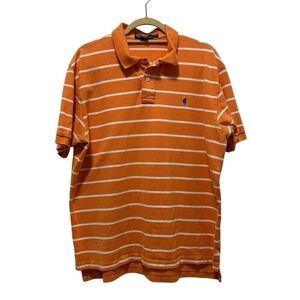 Polo by Ralph Lauren Mens XL‎ Orange Striped Short Sleeve Polo Shirt